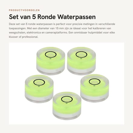 Dailygoods - Set van 5 Ronde Waterpassen voor Precisie Metingen