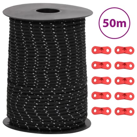 vidaXL - Tentscheerlijn - met - reflecterende - strips - en - spanners - 50 - m - 3 - mm