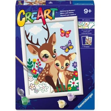 Ravensburger - CreArt Junior - Vrolijke Herten - Creativiteit, Verfproducten - Schilderen op Nummer