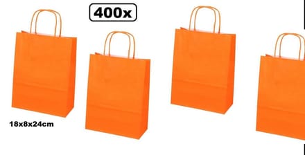 400x Papieren koordtas oranje 18x8x24cm.