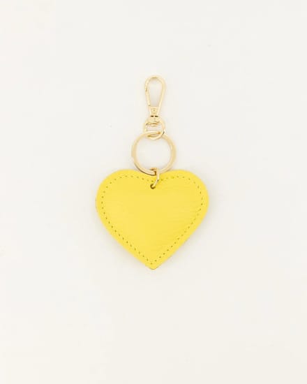 sleutelhanger- hartje -geel -leer- goud- Moederdag
