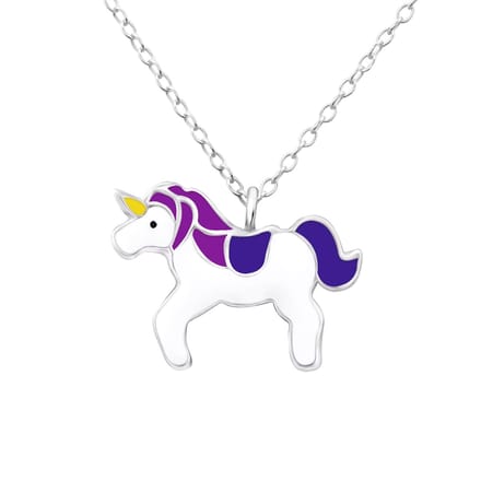 Amanto Ketting Ezme - 925 Zilver E-Coating - Eenhoorn - 19x13mm - 36+3cm