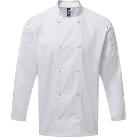 Premier Heren Coolchecker Chef Jacket met lange mouwen (Wit)