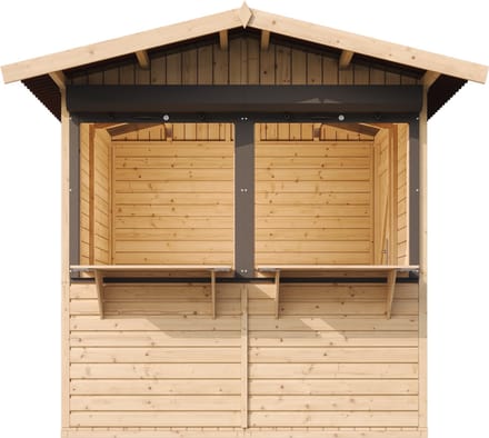 Timbela M149Z - Houten marktkraam - 4 m² -263x253xH232 cm - met 2 afsluitbare rolluiken
