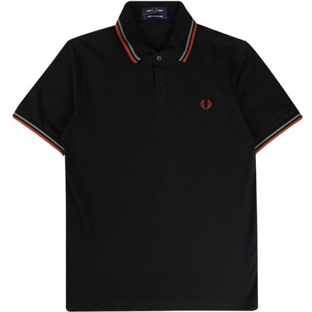 Fred Perry Herenpoloshirt met dubbele kraag (Zwart)