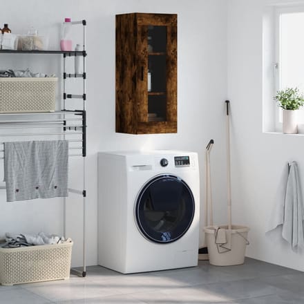vidaXL - Wandkast - 34,5x34x90 - cm - gerookt - eikenkleurig
