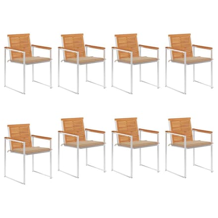 vidaXL - Tuinstoelen - 8 - st - met - kussens - massief - acaciahout