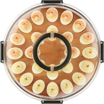 Eierhouder met Deksel - Worstplank Snack Display - Feestelijke Presentatie - 24 Vakken Ontwerp - 343 cm - Natuurlijk Hout