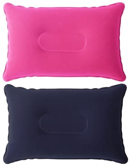 Opblaasbaar Kussen - Reis NeKussen - Comfortabel Reizen - Ultralicht Compact - 34 x 22 cm - Roze Blauw