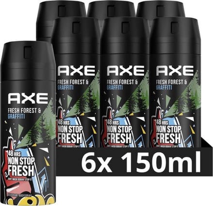 Axe Deospray – Collision Fresh Forest & Graffiti 150 ml. NL/FR (6 stuks)