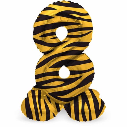 Staande Folieballon Cijfer 8 Tiger Chic - 72 cm