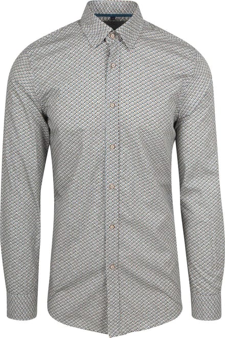 Suitable Overhemd Print Blauw - Maat M - Heren - Casual Shirt