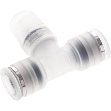 8mm x R1/4'' inline T-stuk PA Insteekfitting Buitendraad FDA Draaibaar EPDM