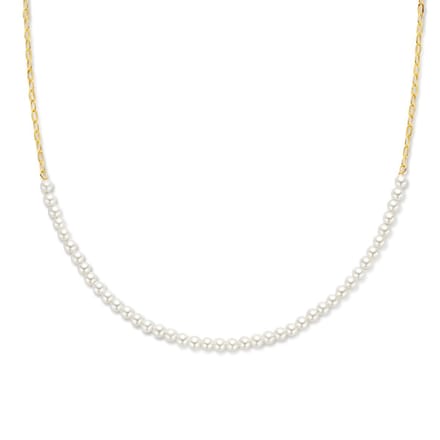 collier synth. parels 41 + 5 cm 1 micron zilver verguld (geel)