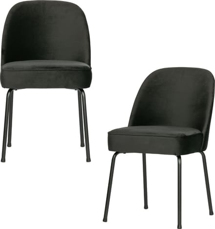 WOOOD Vogue Eetkamerstoelen - Fluweel Zwart - Set van 2
