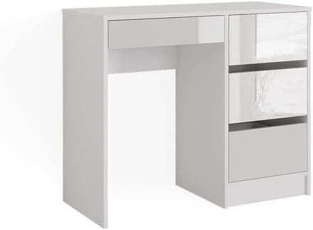 Moderne make-uptafel met lade en plank voor opslag - Hoge glans, 90 x 75 cm - Wit