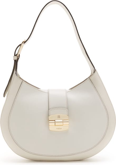 FURLA Leren Schoudertas Club 2 Hobo Marshmallow Lichtgrijs