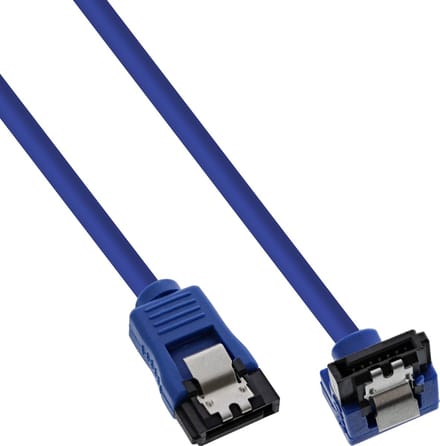 SATA datakabel - recht / haaks naar beneden - rond - SATA600 - 6 Gbit/s / blauw - 0,30 meter