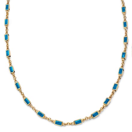Prism | Vergulde ketting met saffierblauwe stenen van kristalglas