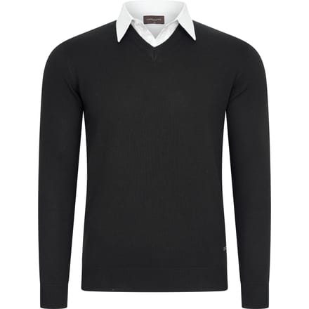 Cappuccino Italia - Heren Trui Pullover Mock - Zwart - Maat XL