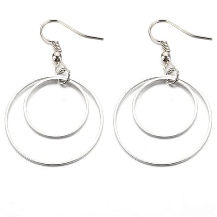 Oorhangers met dubbele ringen zilverkleurig
