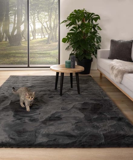 Fluffy vloerkleed - Comfy plus donkergrijs 80x150