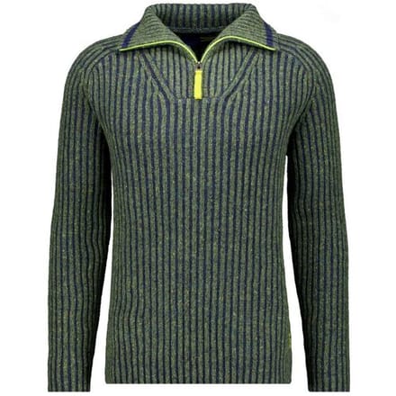Ragman Trui Troyer Zip Two Tone High Texture Rib Knit Mosgroen / male