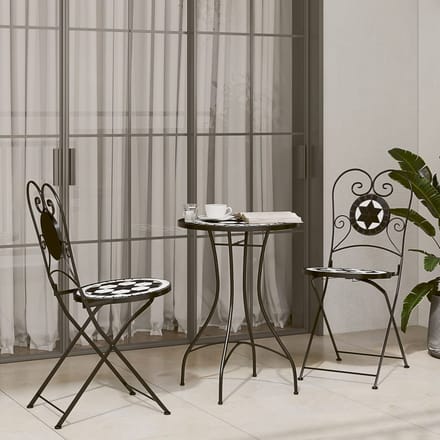 vidaXL - Bistrotafel - mozaïek - Ø50x70 - cm - keramiek - zwart