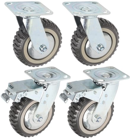 Zwenkwielen set van 4, 150 mm, zware belastbare transportwielen met rem
