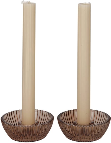JENS Living Giftset Kandelaar + Kaars Bruin /2