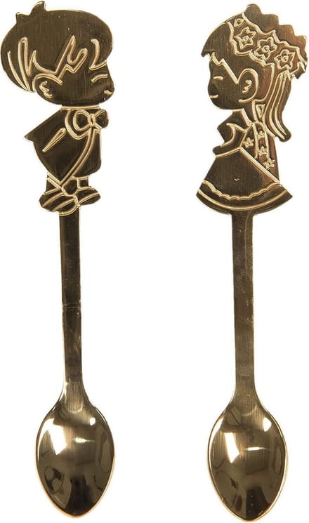 Clayre & Eef Lepels Set van 2 12 cm Goudkleurig Metaal Kinderen