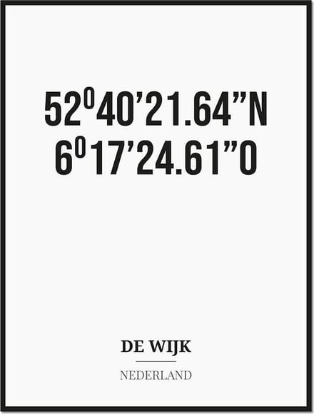 Poster/kaart DE WIJK met coördinaten