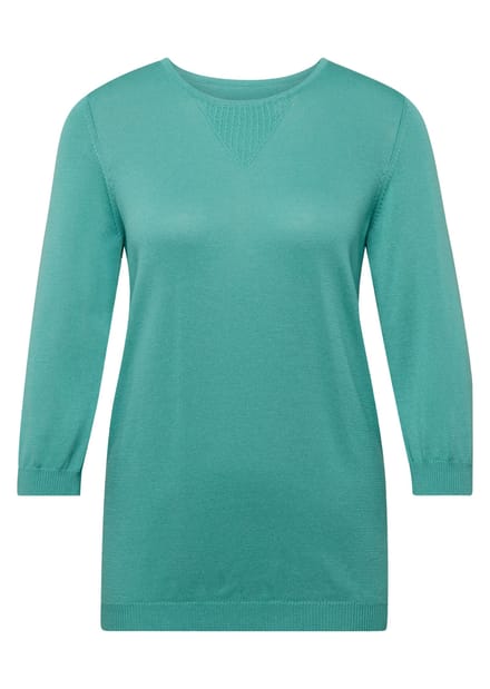 Zomerse, tricot pullover met ajourpatroon - smaragd - Gr. 50 van Goldner Fashion