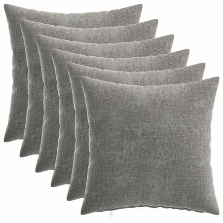 vidaXL - Kussensloop - 6 - st - HEERLEN - Donkergrijs - 30 - x - 30 - cm - Chenille - Stof