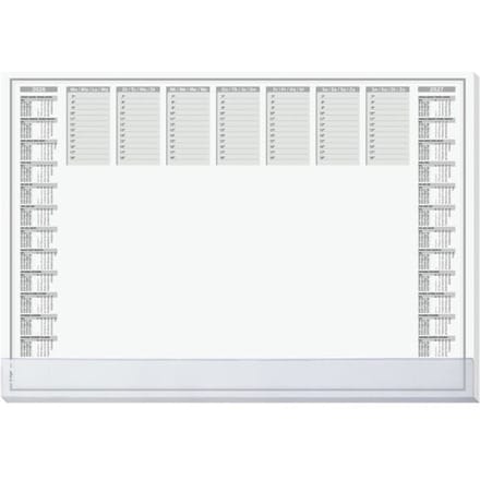 Sigel schrijfblok, weekindeling, grijs, ca. A2, kalender 2026/2027, DE/EN/FR/NL, transparante beschermstrook, 40 vel