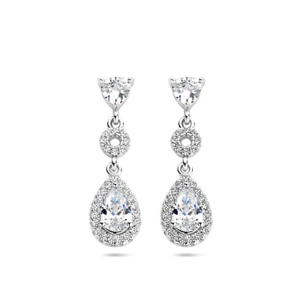 Zilver Gerhodineerd Oorhangers Zirkonia Halo 1337815