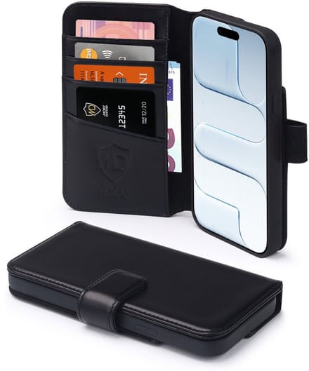 MobyDefend Hoesje - Geschikt voor iPhone Air - Luxe Leren Wallet Bookcase - Zwart