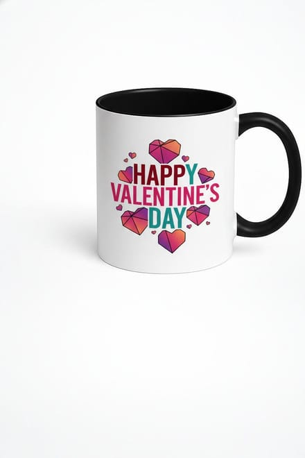 Valentijnsdag Mok Happy Valentine's Day met Geometrische Hartjes