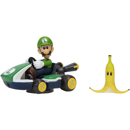 Beeldje Jakks Pacific Mario Kart spinout Luigi Kart