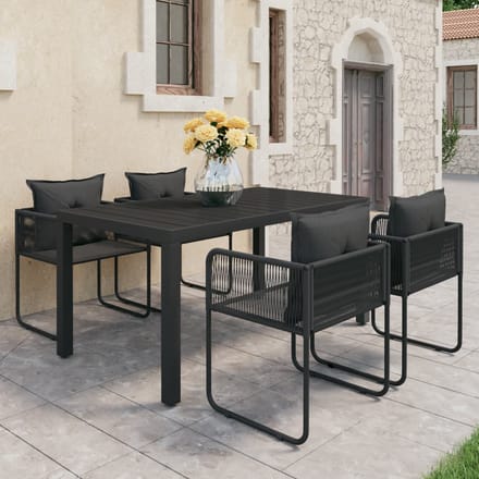 vidaXL - 5-delige - Tuinset - PVC-rattan - zwart
