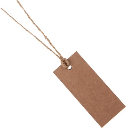 Santex cadeaulabels met lintje - 12x stuks - bruin/naturel - 3 x 7 cm - naam tags
