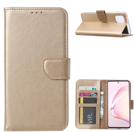Hoesje Geschikt Voor Samsung Galaxy Note 10 Lite Hoesje met Pasjeshouder - Goud