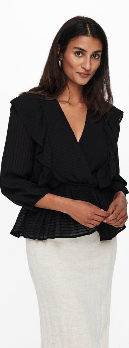 ONLY ONLLONDON 3/4 RUFFLE TOP NOOS WVN Dames Top - Maat S