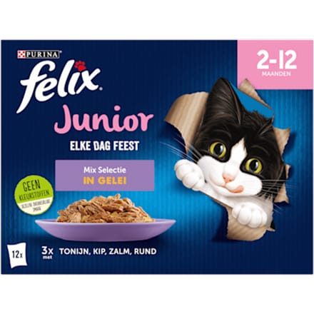 Felix premium kwaliteit junior kattenvoer gemengde smaken 12 x 85 g (2-12 maanden)
