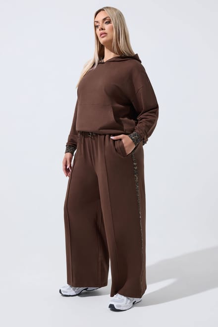 Limited Collection Joggingbroek Met Luipaardstrepen In Bruin Size 46