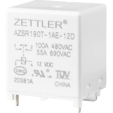 Zettler Electronics AZSR190T-1AE-12D Powerrelais 12 V/DC 100 A 1x NO 1 stuk(s)