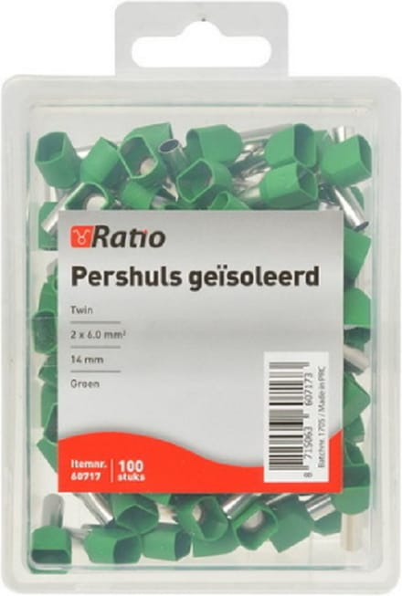 Ader eindhuls Geïsoleerd Twin 6mm² Groen - 100 Stuks