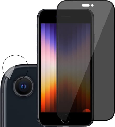 Screenprotector geschikt voor iPhone SE 2022 - Camera Cover - Privé Screen Protector Tempered Glass