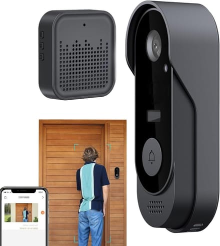 Videodeurbel Draadloos - Slimme Camera - Veiligheid Thuis - Bewegingsdetectie - 7 x 5 x 16 cm - Zwart