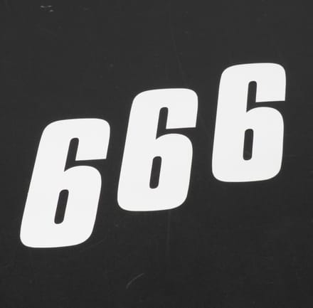 3 sticker autocollant numéro de course six 6 blanc Blackbird 100x50 pour motocross